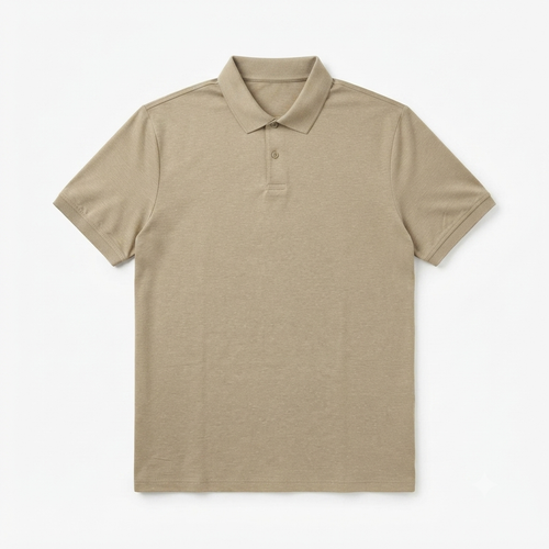 226) Polo Beige de Manga Corta para Hombre – Estilo Casual Elegante | Talla XXL