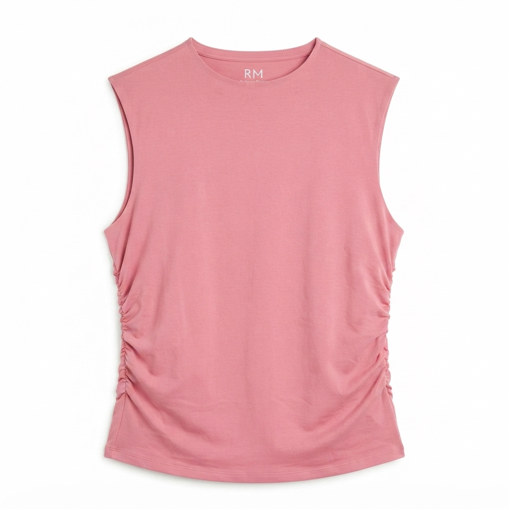 211) Top Rosa Sin Mangas con Fruncido Lateral para Mujer – Estilo Femenino y Cómodo | Talla XXL