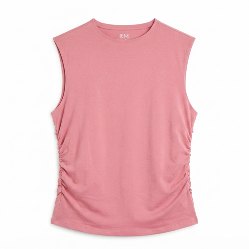 211) Top Rosa Sin Mangas con Fruncido Lateral para Mujer – Estilo Femenino y Cómodo | Talla XXL