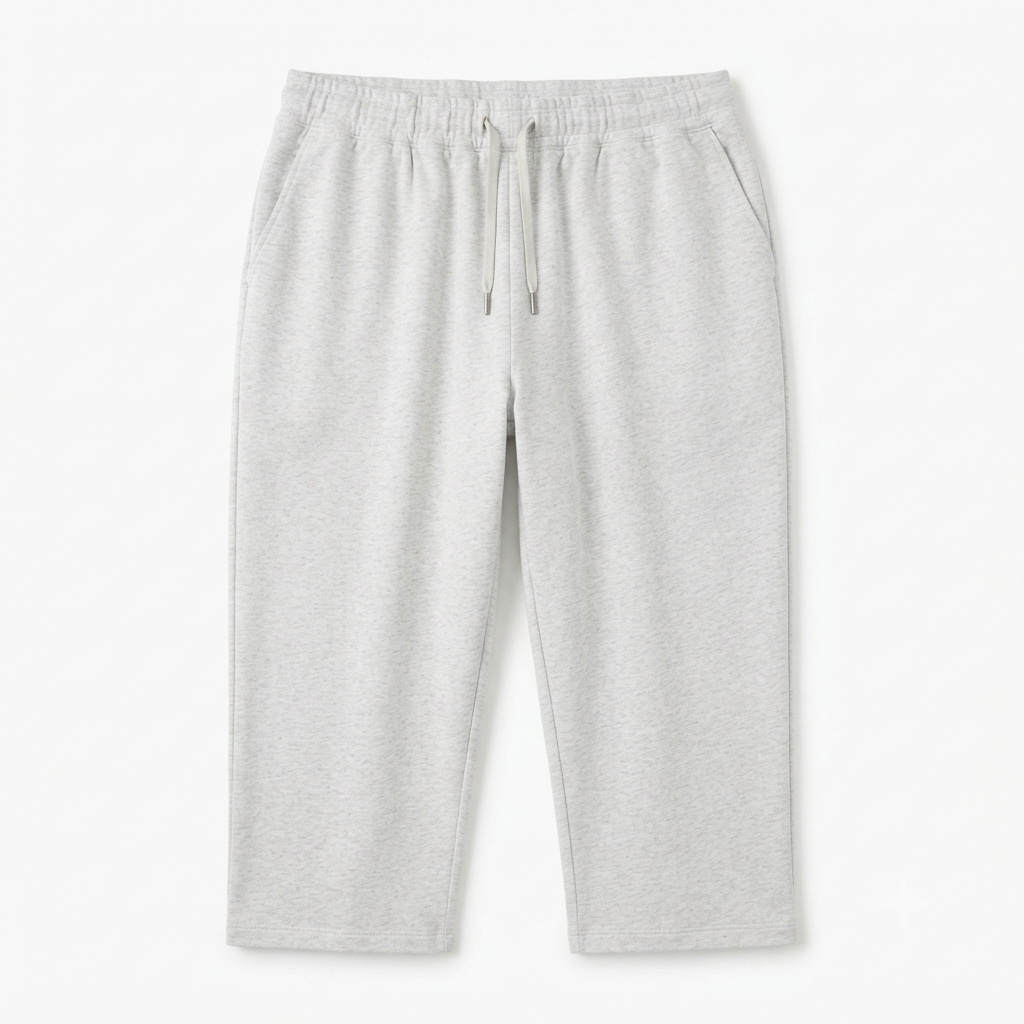 232) Pantalón Capri Deportivo Gris Jaspeado con Cordón – Talla L