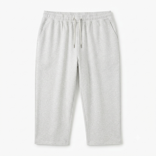 258) Pantalón Capri Jogger Mujer – Cintura Elástica con Cordón | Color Gris Jaspeado | Talla XXL