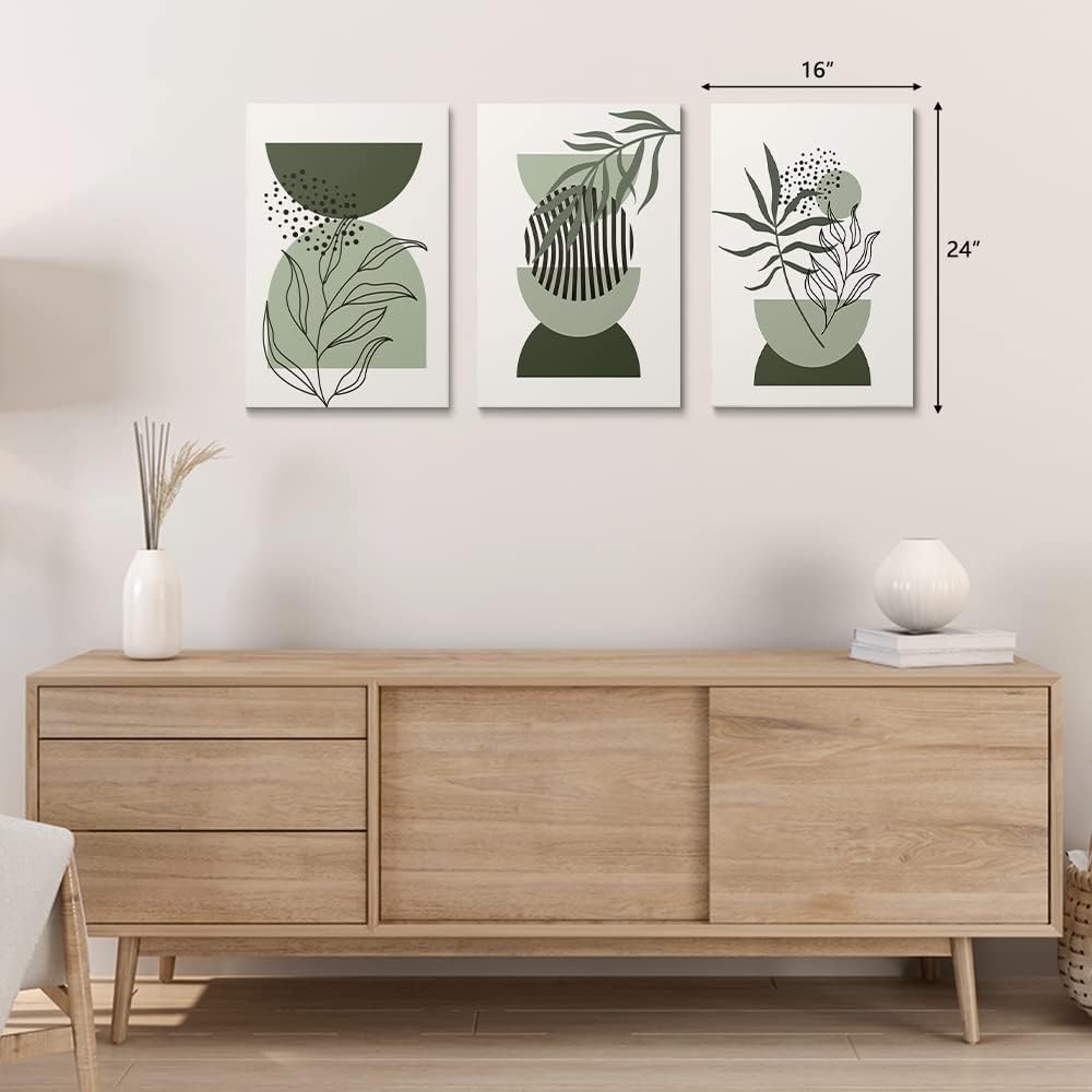 Set de 3 Cuadros Boho KBKBART — Arte Geométrico Abstracto Neutro para Dormitorio, Baño y Sala | 30x40cm