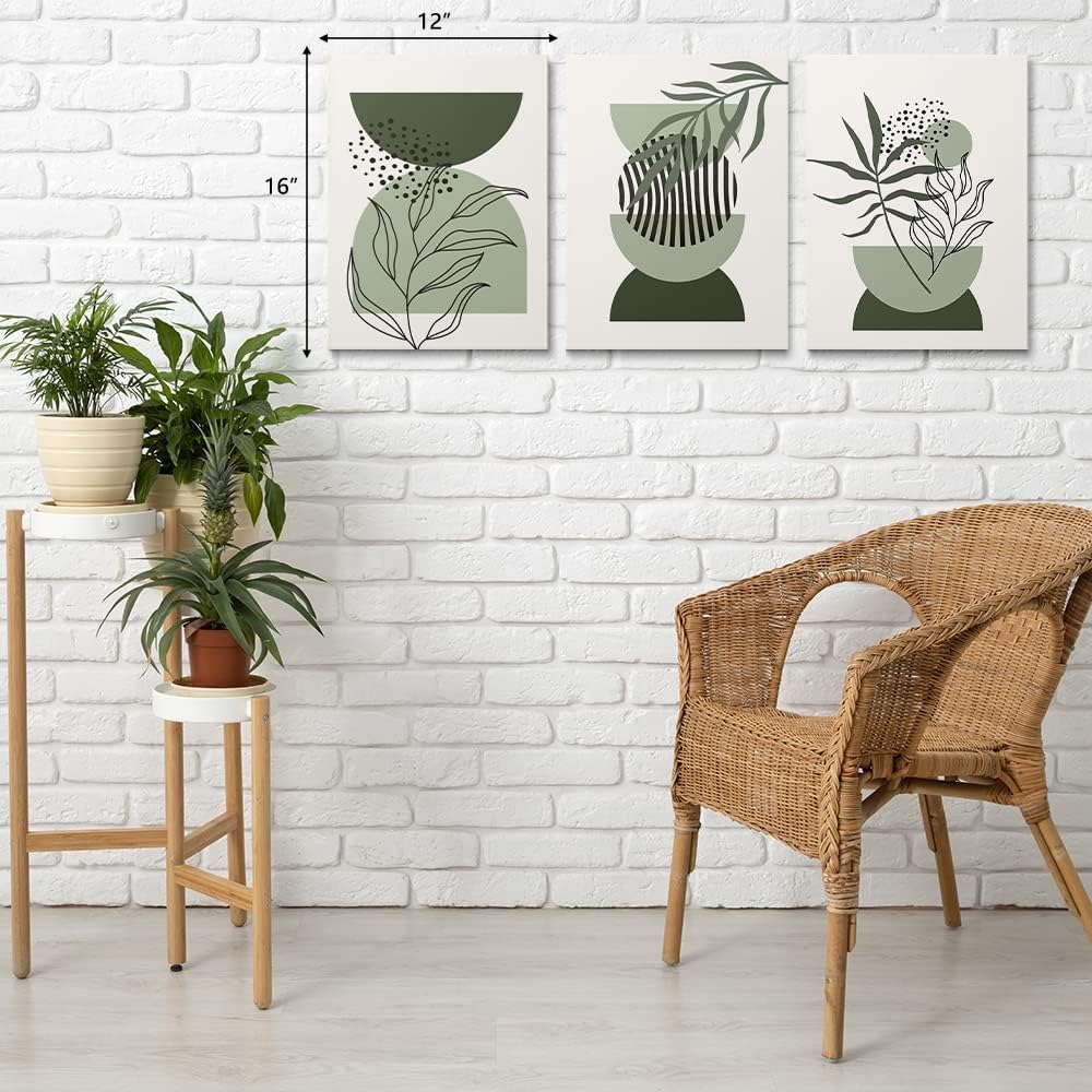 Set de 3 Cuadros Boho KBKBART — Arte Geométrico Abstracto Neutro para Dormitorio, Baño y Sala | 30x40cm