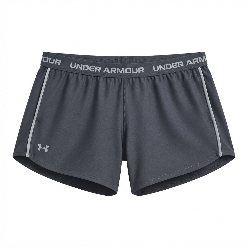256) Short Deportivo Under Armour Play Up Mujer – Cintura Elástica con Logo | Color Gris Oscuro | Talla L