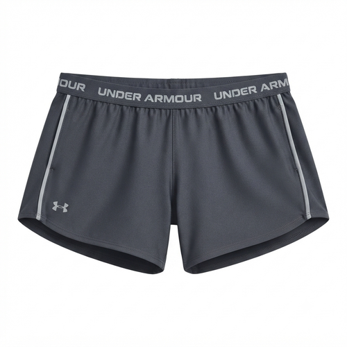 256) Short Deportivo Under Armour Play Up Mujer – Cintura Elástica con Logo | Color Gris Oscuro | Talla L