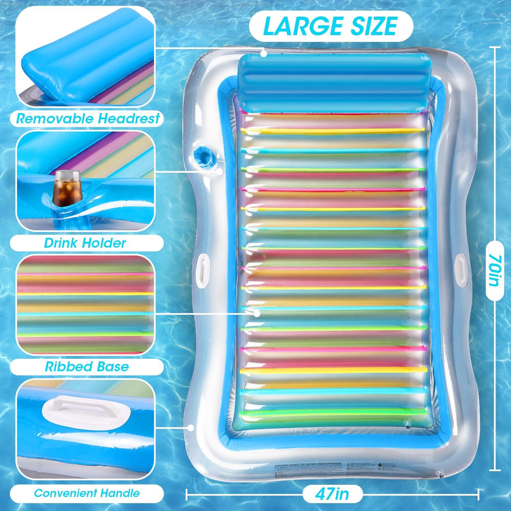 BAIAI Flotador Inflable para Piscina – Tumbona con Reposacabezas y Portavasos
