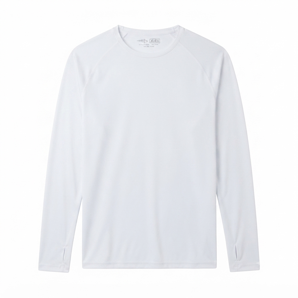 219) Camiseta Manga Larga Blanca Cuello Redondo para Hombre – Talla XL