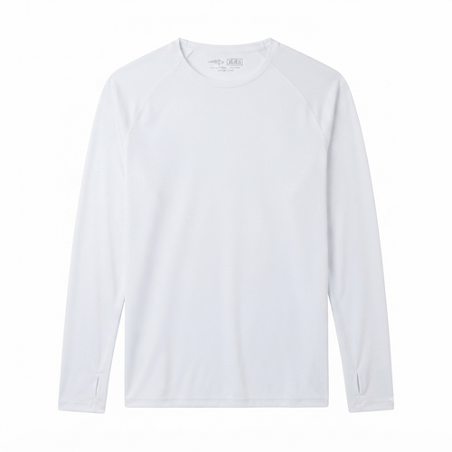 219) Camiseta Manga Larga Blanca Cuello Redondo para Hombre – Talla XL