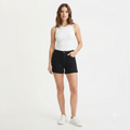 265) Short de Mezclilla Negro Tiro Alto con Dobladillo Doblado para Mujer – Talla 8