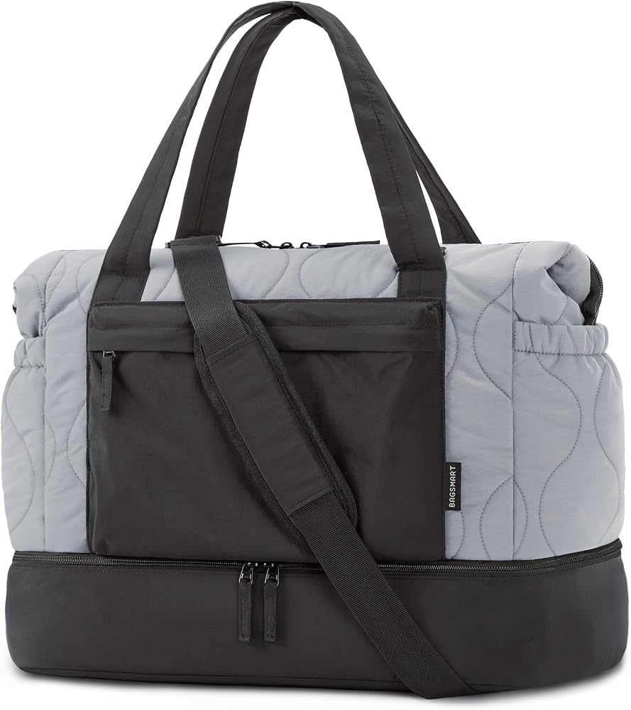 Bolsa de Viaje Bagsmart 37L para Mujer – Deportiva Gris y Negro