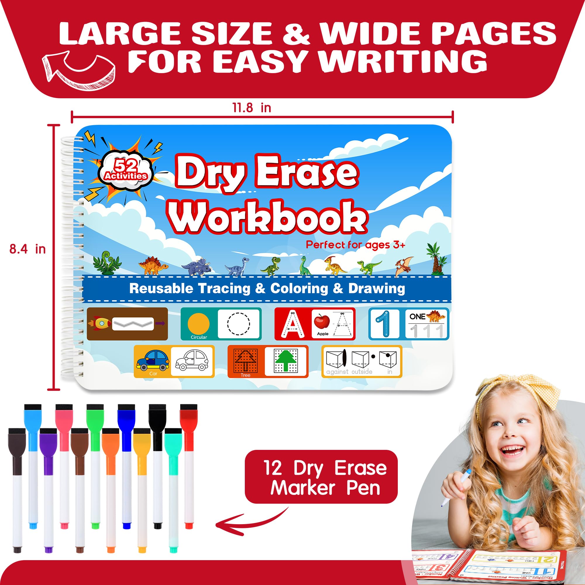 Cuaderno de Actividades Borrable Dry Erase Workbook – 52 Actividades Educativas