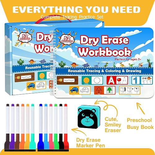 Cuaderno de Actividades Borrable Dry Erase Workbook – 52 Actividades Educativas