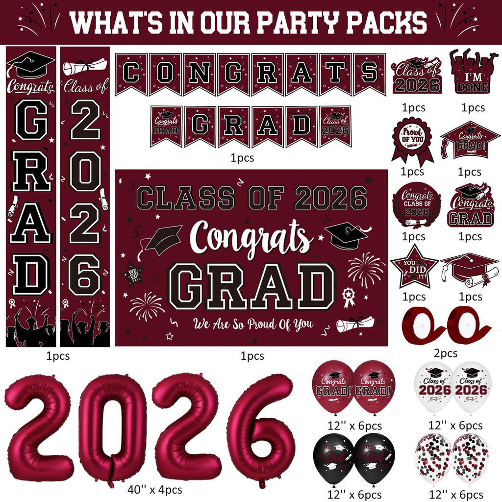 ⚠️ NO INCLUYE LOS GLOBOS DE 2026 | Kit Decorativo de Graduación 2026 – Suministros y Accesorios