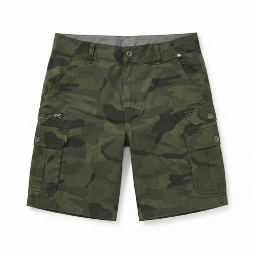 227) Shorts Cargo Camuflaje Verde Militar para Hombre – Talla 36