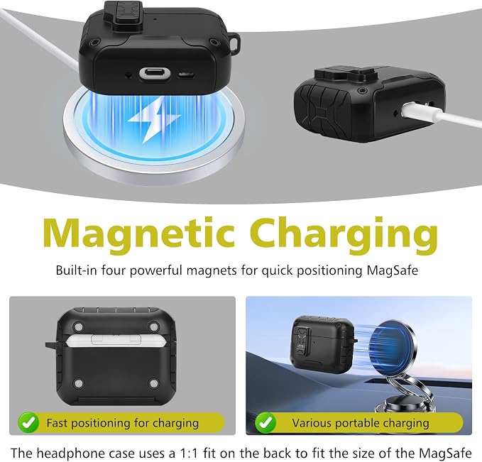 Funda HITZEE para AirPods Pro 3 (2025) – Bloqueo Magnético con Soporte para Teléfono