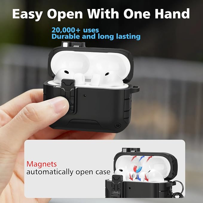 Funda HITZEE para AirPods Pro 3 (2025) – Bloqueo Magnético con Soporte para Teléfono