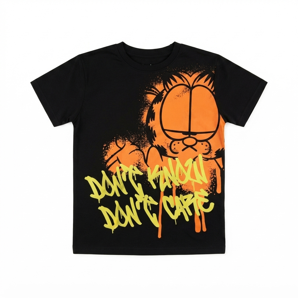 237) Camiseta Niño Garfield "Don't Know Don't Care" Graffiti – Talla 9 Juvenil