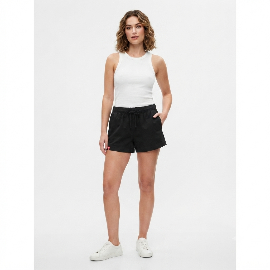 238) Shorts de Lino Negro con Cordón – Talla XL | Comodidad y Estilo Casual