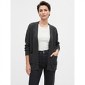 240) Cardigan Tejido Gris Carbón Oversize con Bolsillos – Talla L | Abrigo Casual Femenino