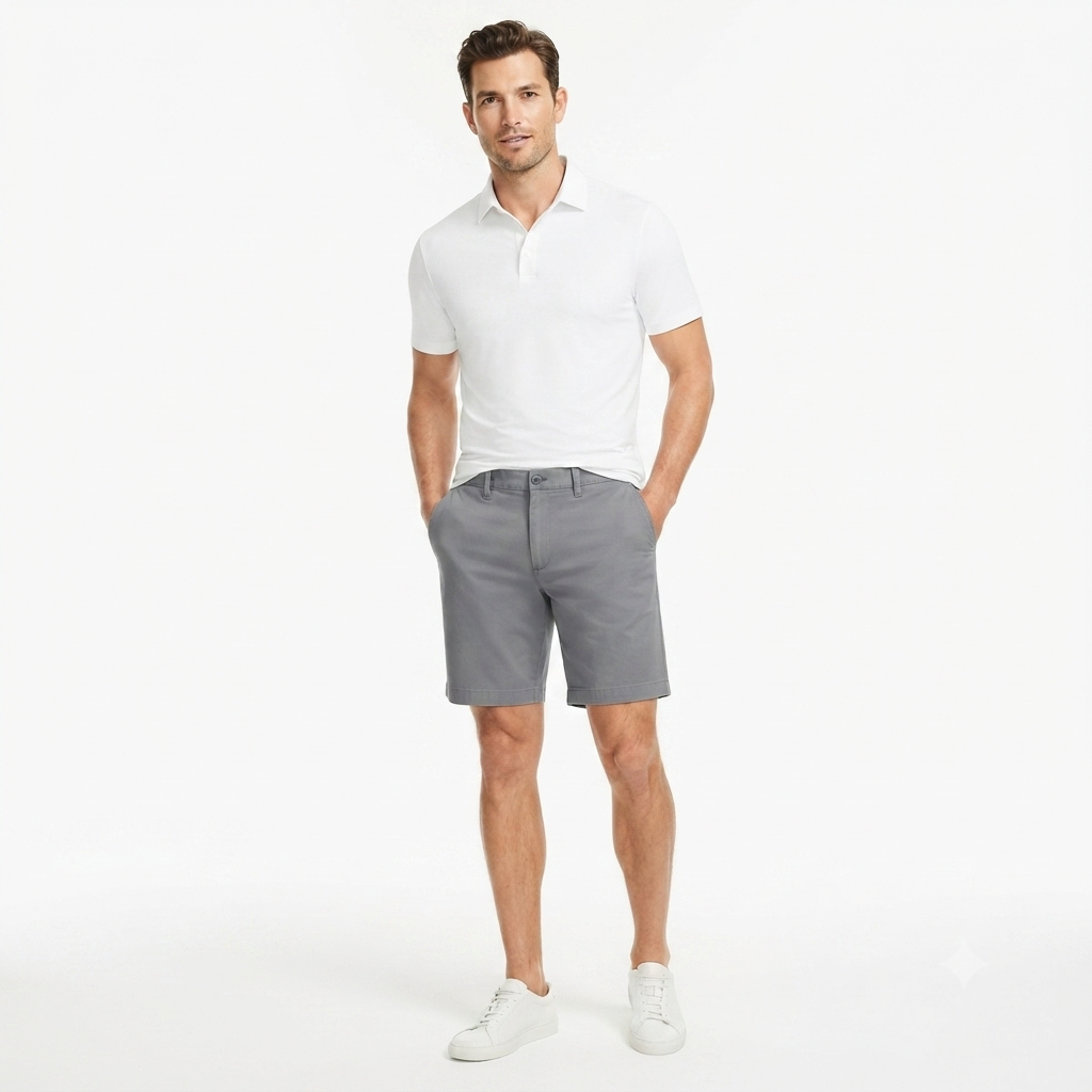244) Shorts Chino Hombre Gris – Corte Recto Clásico | Talla 40