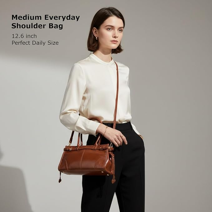 Bolso de Hombro para Mujer | Cuero Vegano Estructurado, Crossbody con Correa Larga Desmontable