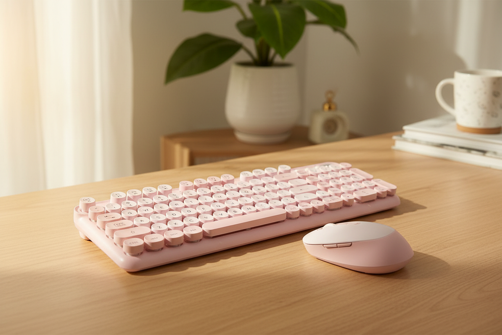 Teclado Inalámbrico y Mouse EK8890 | Combo Rosado | Inalámbrico