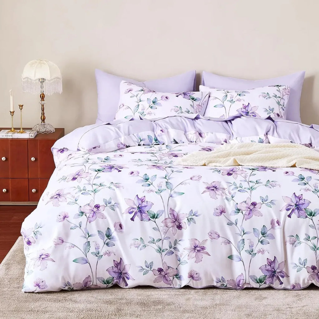 Wake In Cloud - Juego de Funda de Edredón Floral | Estilo Rústico | Ropa de Cama