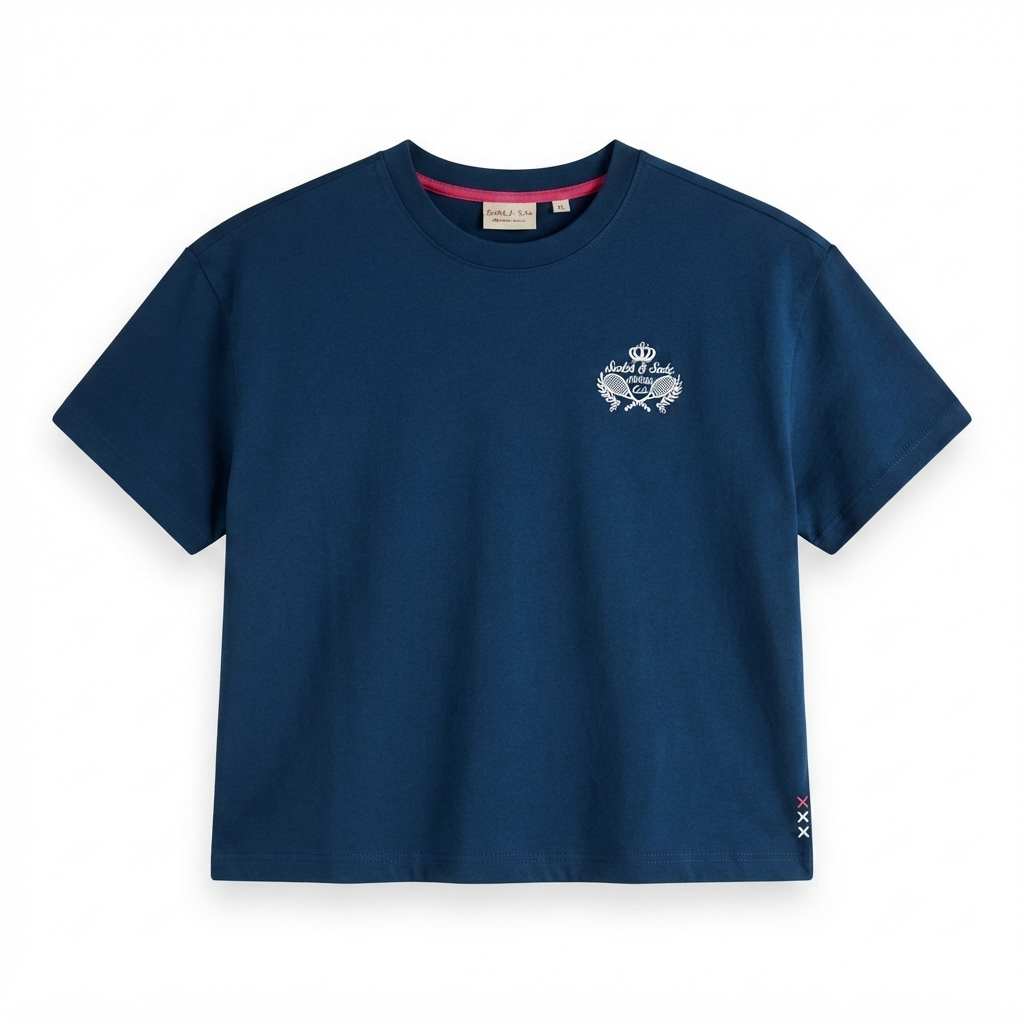 255) Camiseta Cropped Scotch & Soda Tennis Club – Azul Marino | Talla XL