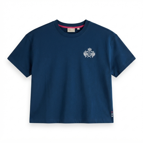 255) Camiseta Cropped Scotch & Soda Tennis Club – Azul Marino | Talla XL
