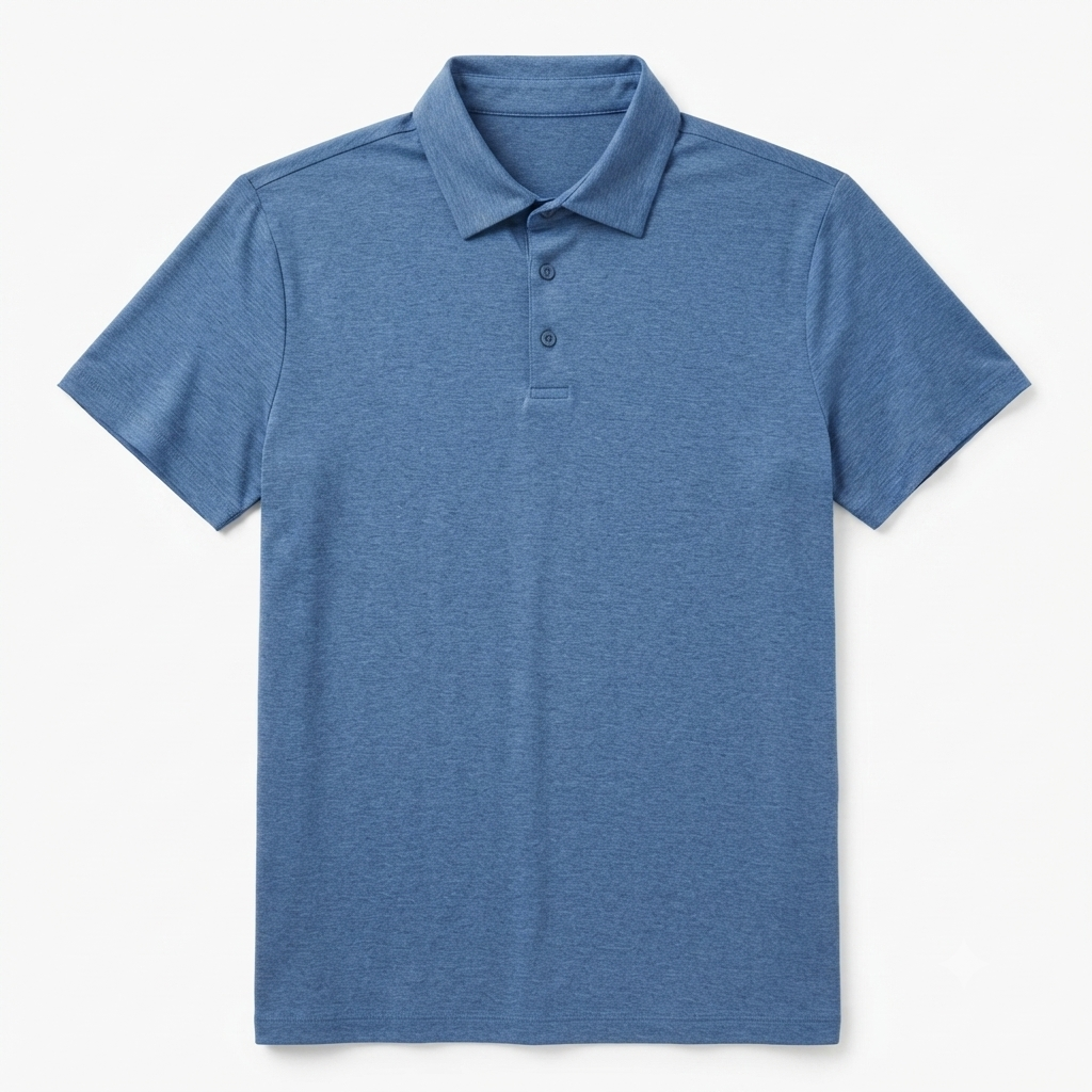 260) Polo Manga Corta Hombre Azul Acero – Cuello Mao con Botones | Talla L