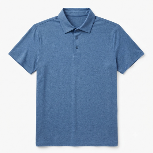 260) Polo Manga Corta Hombre Azul Acero – Cuello Mao con Botones | Talla L