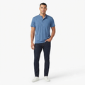 260) Polo Manga Corta Hombre Azul Acero – Cuello Mao con Botones | Talla L
