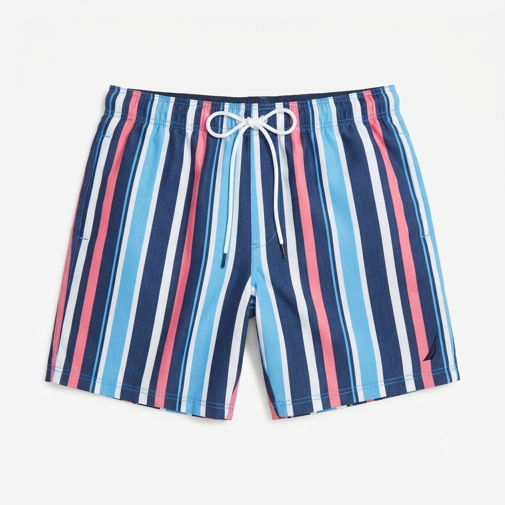 261) Short de Baño Hombre Rayas Multicolor – Nautica Estilo Náutico | Talla XL
