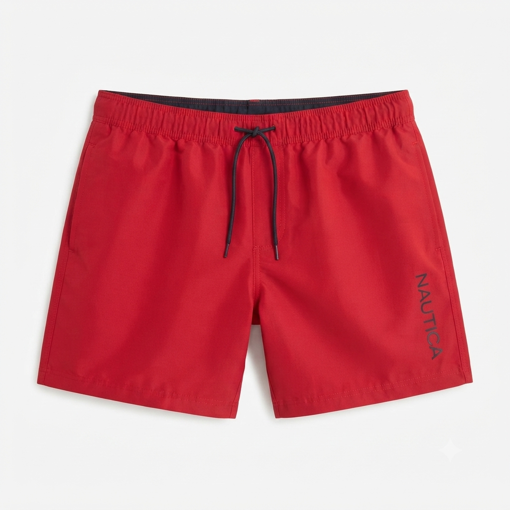 262) Short de Baño Hombre Rojo Nautica – Logo Vertical Secado Rápido | Talla XXL