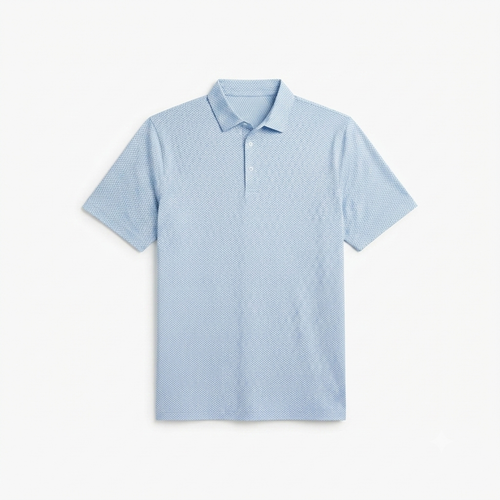 271) Polo Masculino Estampado Geométrico Azul Cielo – Talla XXL | Estilo Smart Casual