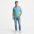 272) Polo Masculino Estampado Geométrico Turquesa – Talla XXL | Estilo Smart Casual
