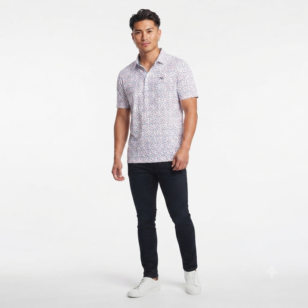 Polo Callaway Estampado de Plumas Talla L - Vista plana