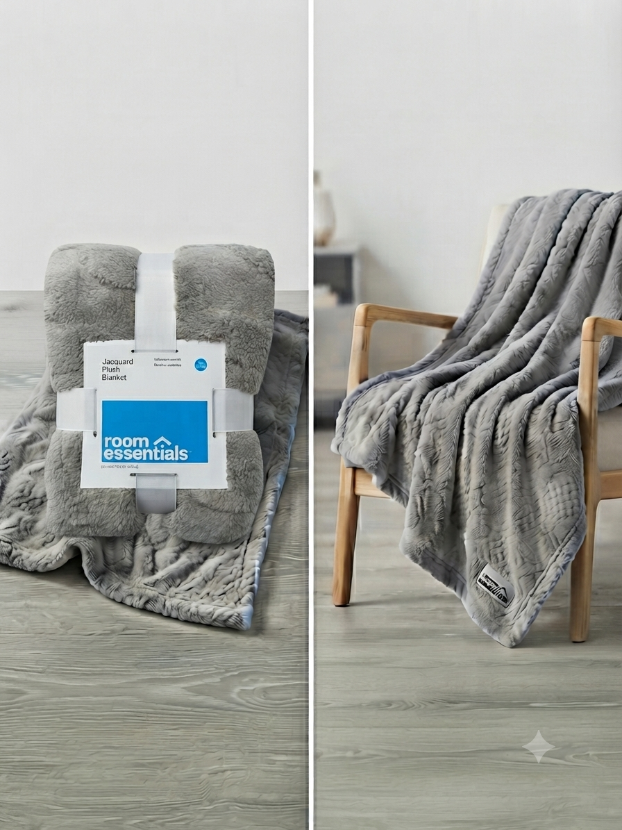 Manta de Felpa Jacquard Room Essentials – Suavidad y Calidez Premium | Tamaño Twin/XL Twin