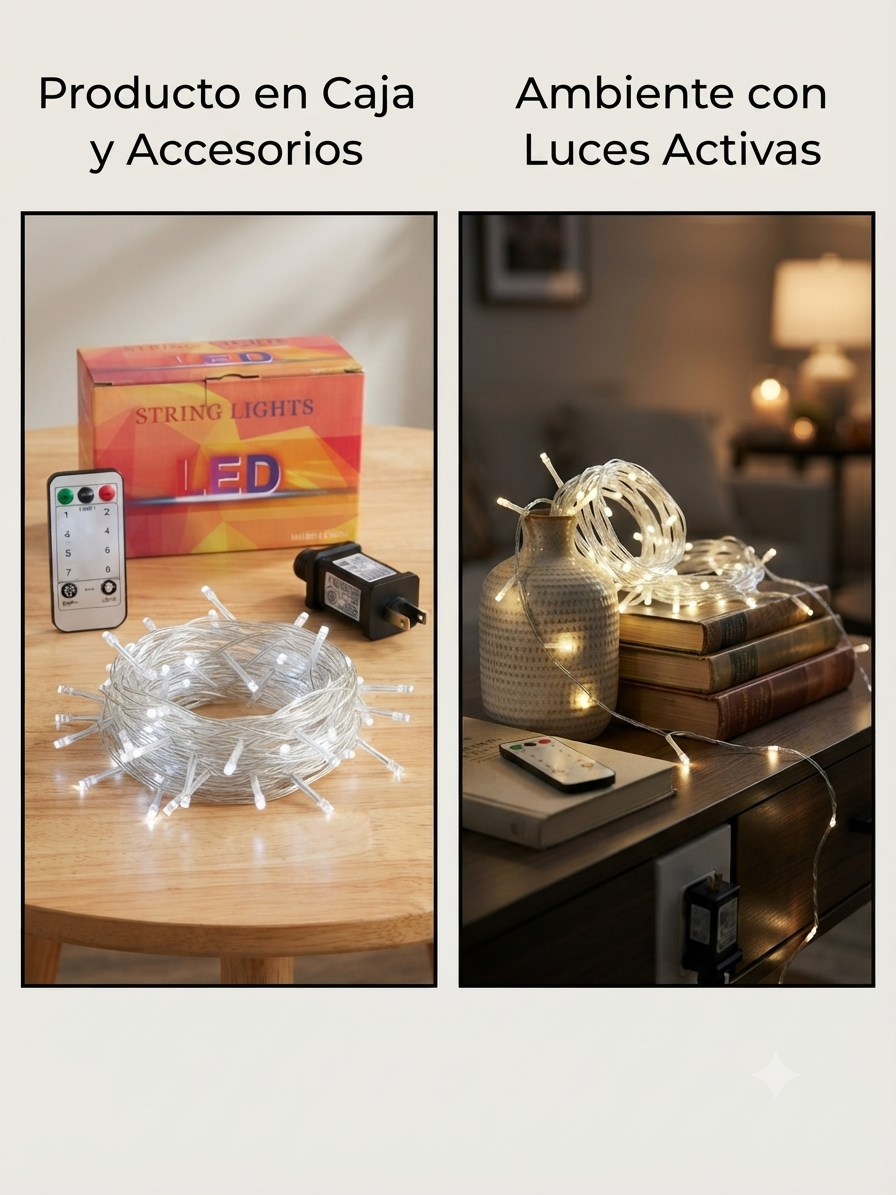 Set de Luces LED Decorativas con Control Remoto – Ambiente Perfecto para Cualquier Espacio