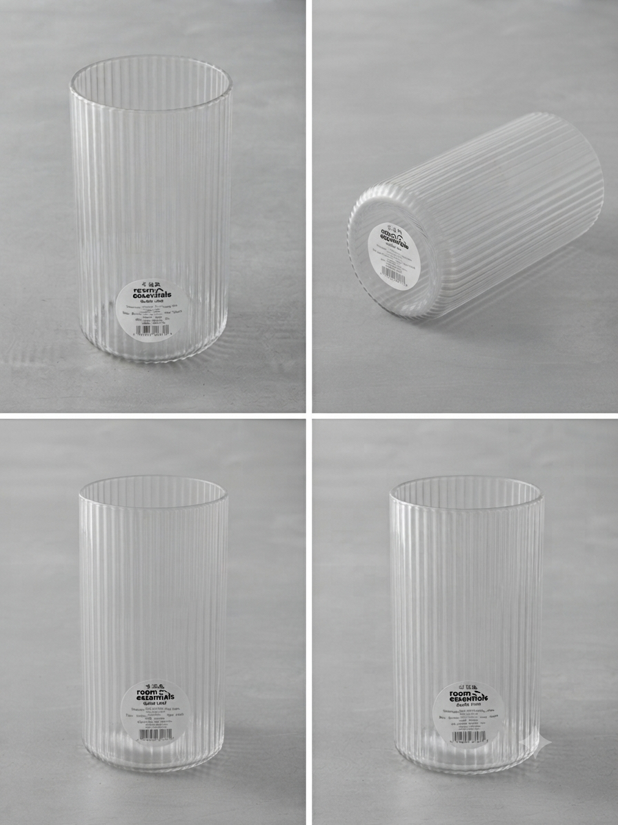 Jarrón de Vidrio Estriado Transparente - Room Essentials