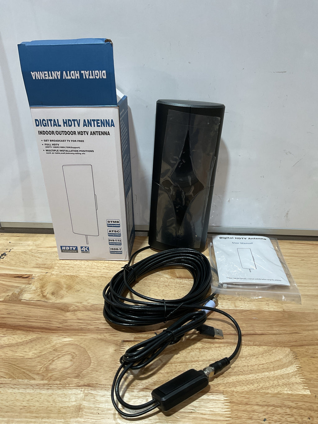 Kit de Antena HDTV Digital para Interiores con Amplificador y Cable Coaxial de Largo Alcance