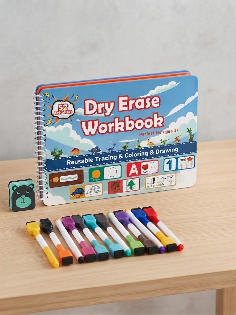 Set Educativo Dry Erase: 52 Actividades de Trazado y Dibujo para Niños