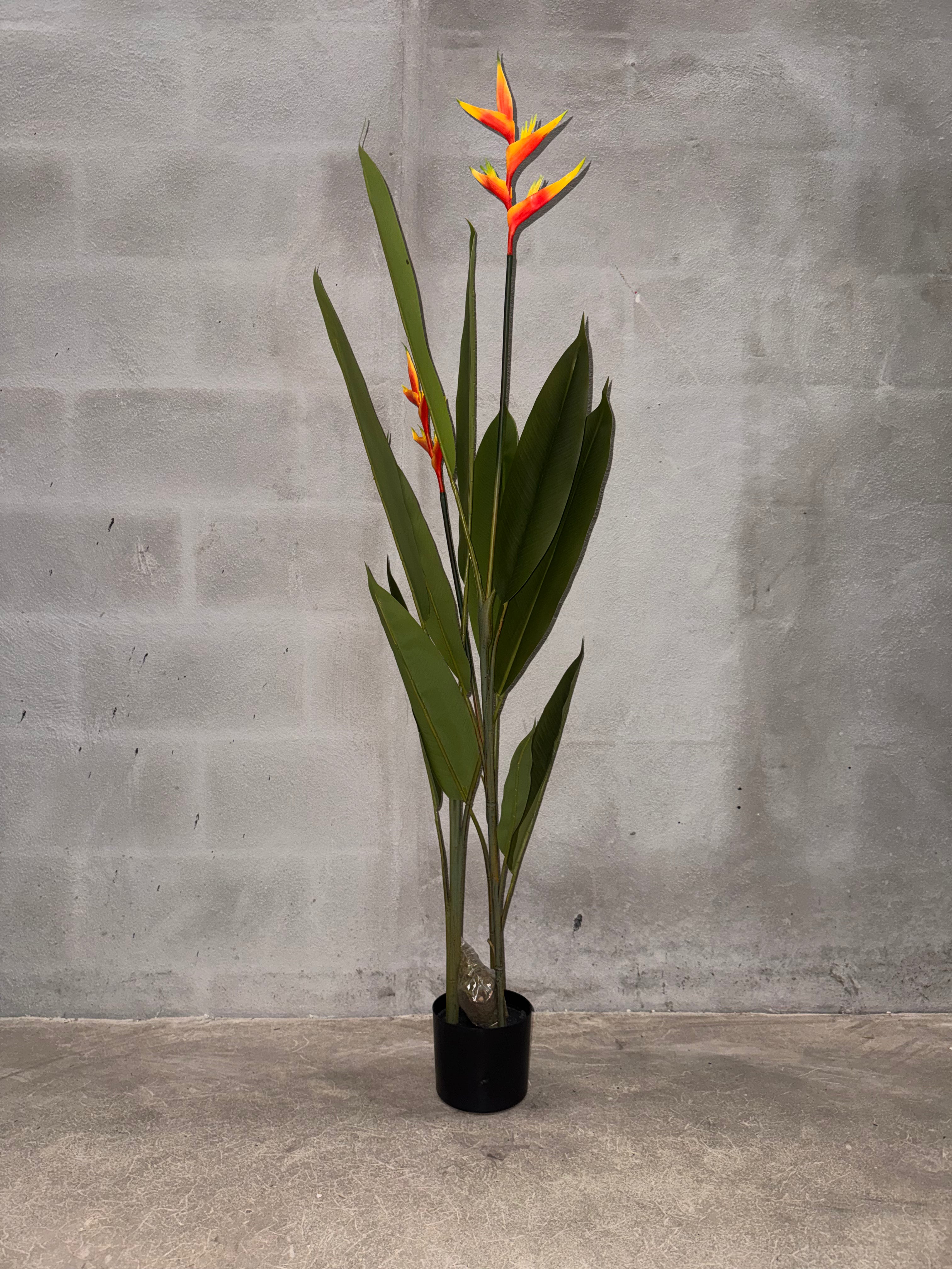Planta Artificial Ave del Paraíso en Maceta Negra – Planta Ornamental Falsa Tropical Realista para Hogar y Oficina