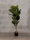 Planta Artificial Ficus Lyrata en Maceta Negra – Planta Ornamental Falsa de Hoja de Violín para Decoración de Hogar y Oficina