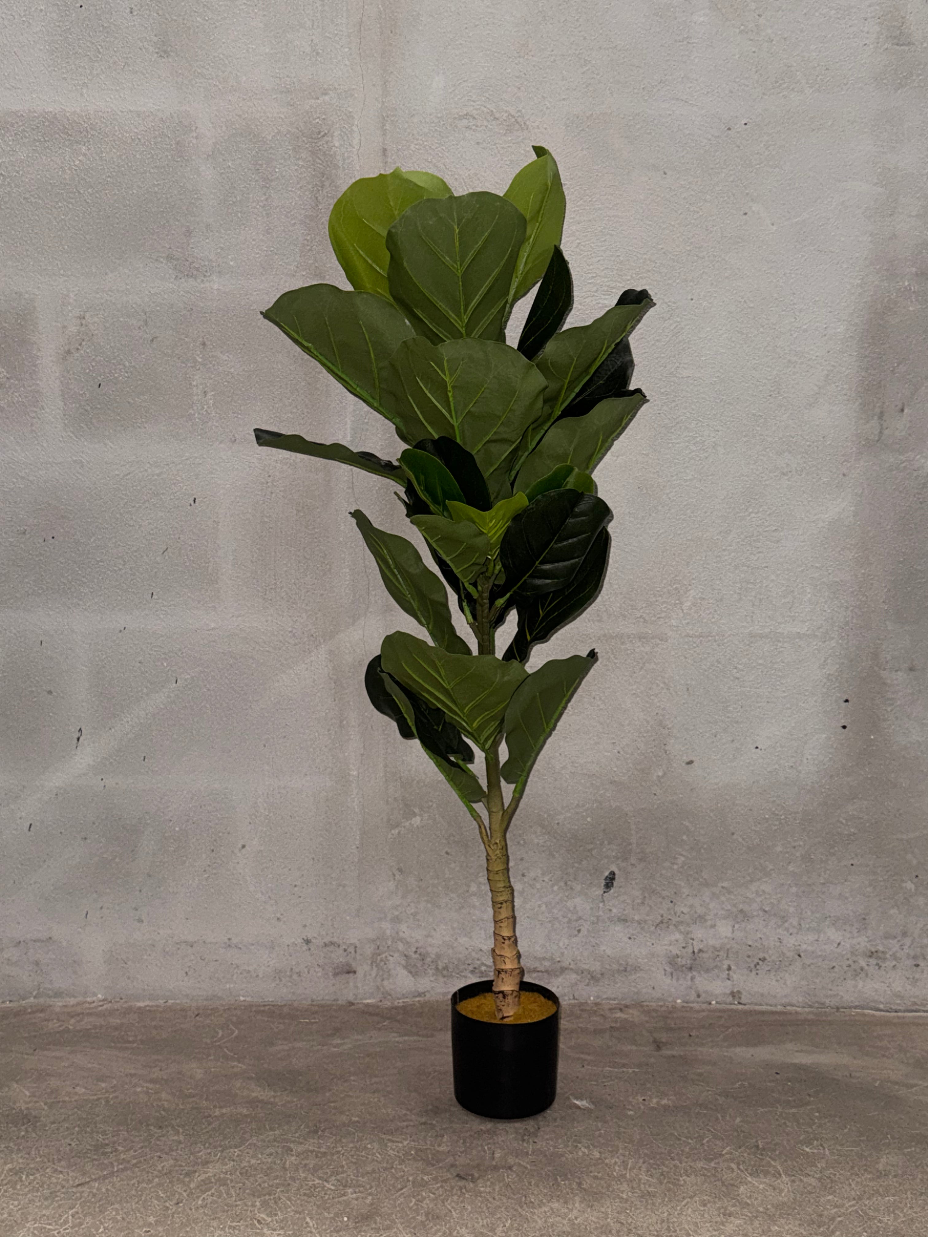 Planta Artificial Ficus Lyrata en Maceta Negra – Planta Ornamental Falsa de Hoja de Violín para Decoración de Hogar y Oficina
