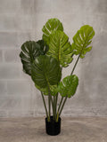 Planta Artificial Monstera Deliciosa en Maceta Negra – Planta Ornamental Falsa de Hojas Grandes para Hogar y Oficina