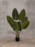 Planta Artificial Ave del Paraíso Verde en Maceta Negra – Planta Ornamental Falsa Tropical para Hogar y Oficina