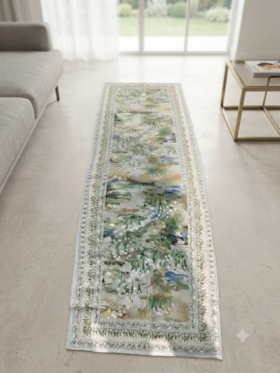 Alfombra Pasillero con Diseño Botánico – Decoración Natural para el Hogar