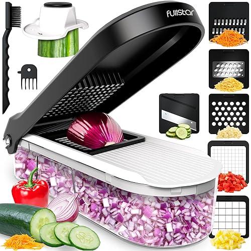 Fullstar Pro Chopper | Picador de Verduras, Espiralizador y Rebanador con Recipiente