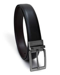Cinturón con Hebilla Metálica Reversible Negro – Cuero y Poliuretano